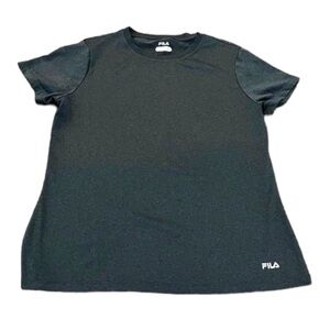 Fila Sport Shirt Womens Large Black Workout Gym Short Sleeve T-Shirt Breathable